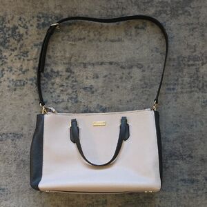 kate spade Cream and Black Satchel with Gold Hardware
